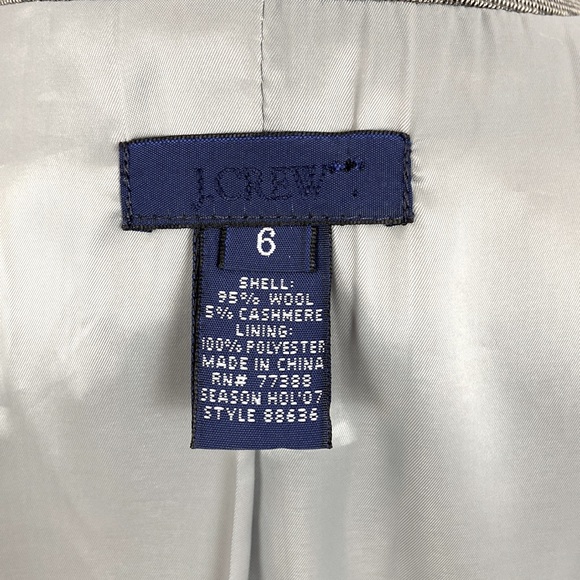 J Crew Grey Patterned  Fine Wool Cashmere Three Button Blazer Suit Jacket Size 6 - Picture 10 of 10